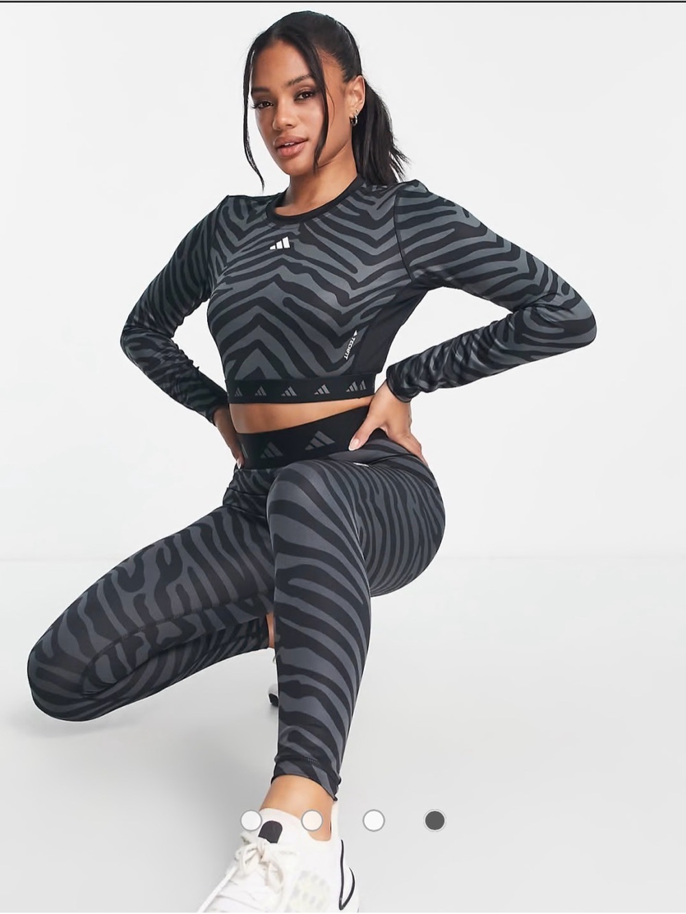adidas Women's Black & Gray Zebra Print High-Waist Leggings - Picture 6 of 13